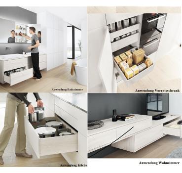 MOVENTO mit BLUMOTION S, Vollauszug für Holzschubkasten, 40 kg, NL=300mm, ohne Kupplungen, für Blumotion, 760H3000S